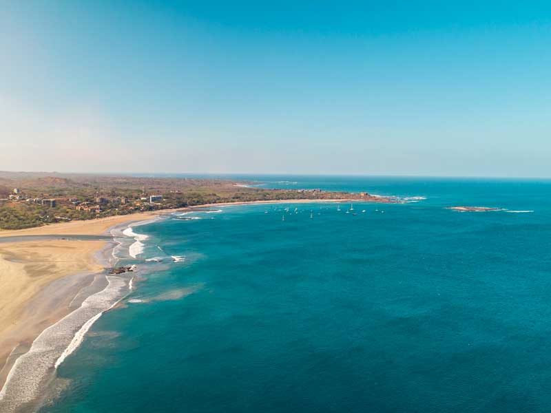 aerial view of ocean and beach